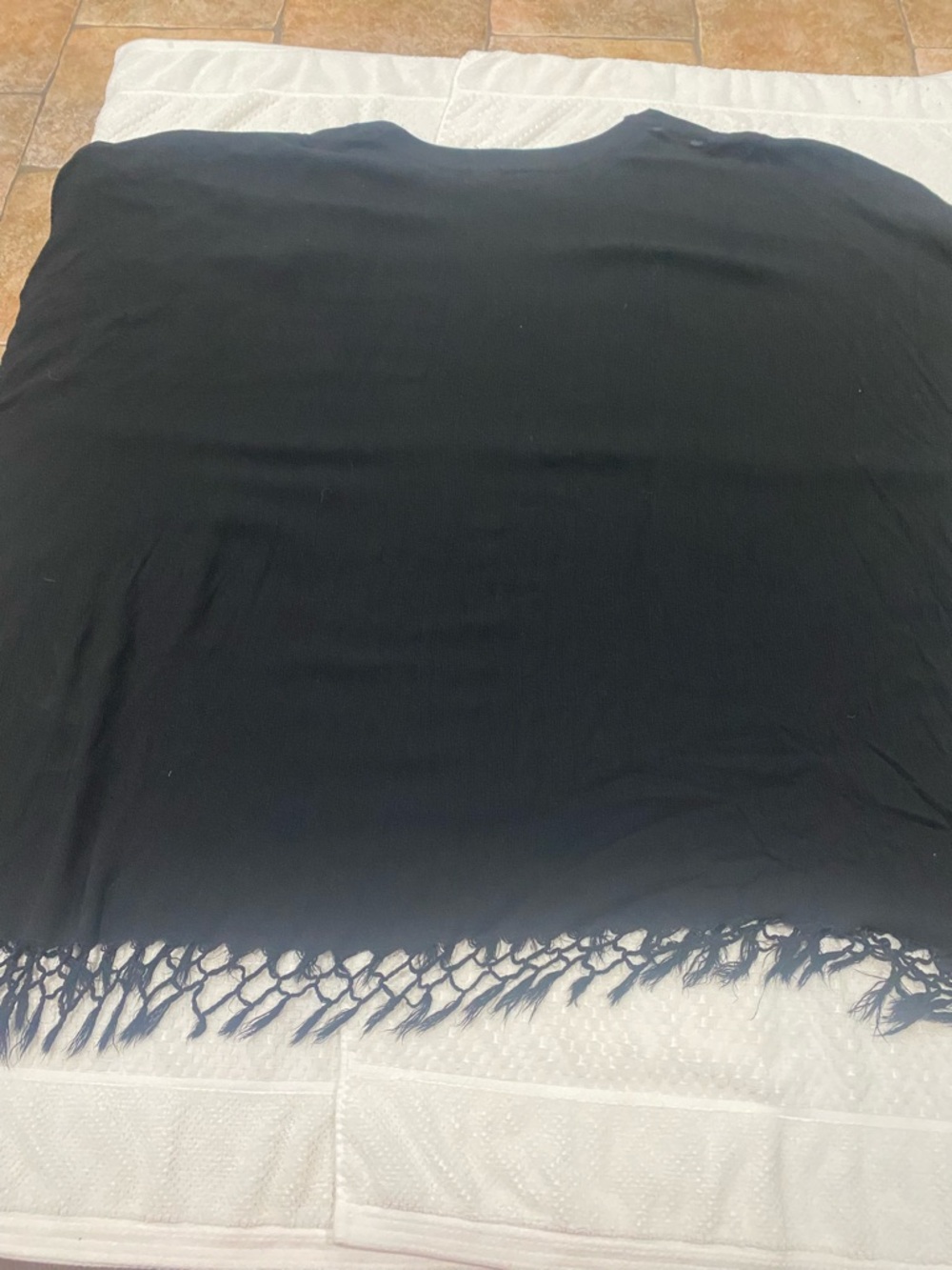 Black Rayon Top with fringe